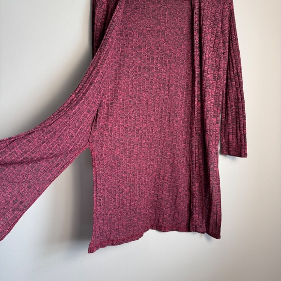 Teenbell Women's Open Front Long Sleeve Draping Cardigan Purple-Wine Office Chic - Picture 7 of 12